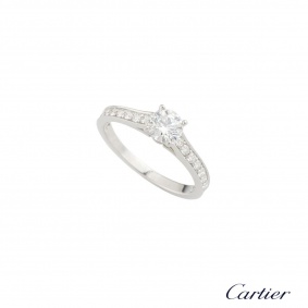 Cartier Platinum Diamond 1895 Solitaire Ring 0.44ct E/VS1 Size 49 N4164649
